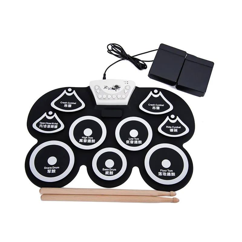 Электронный складной барабан Pad Kit Портативный Силиконовый складной с деревянной палкой G66