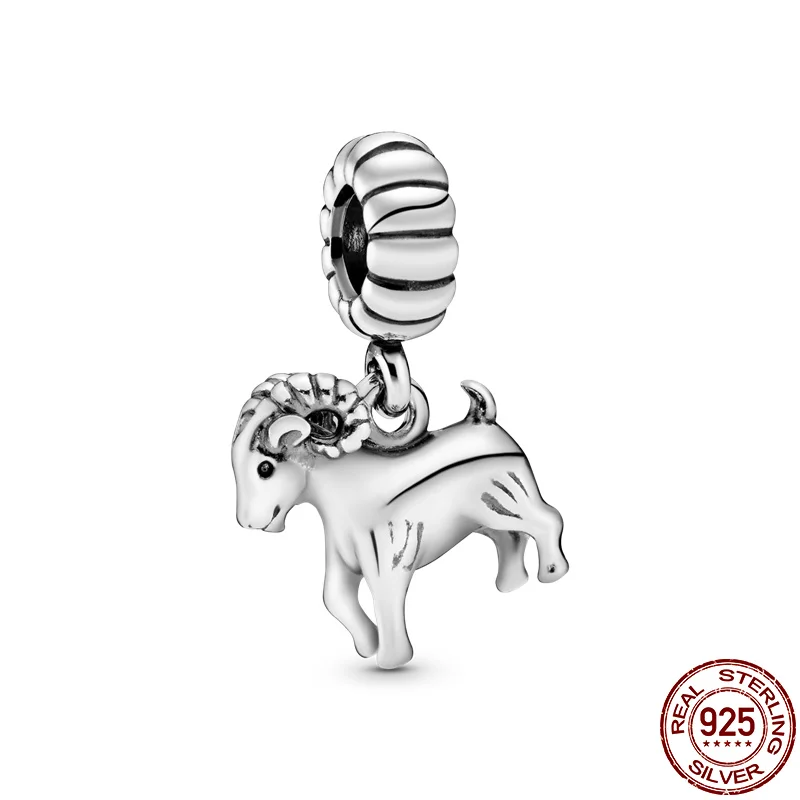 Genuine 925 Sterling Silver Zodiac Sheep Charm&ampBead Fit Original 3mm Bracelet&ampBangle For Women Birthday Fashion Jewelry Gift |