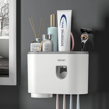 

Inverted Magnetic Toothbrush Holder Automatic Toothpaste Squeezer Dispenser Wall Mount Storage Rack Bathroom Accessories