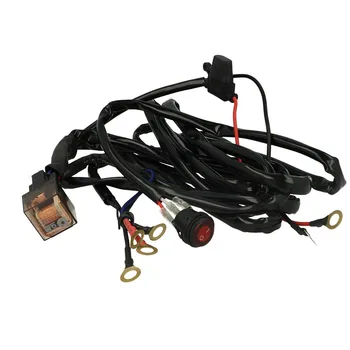 

CARALL AL1032 wiring Kit 12V with switch relay fuse for Led headlight work Led light bar with double output stainless rings