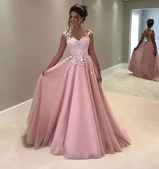 

Elegant Cap Sleeves Tulle Lace Wedding Dress A-line Lace Applique Long Dress Fpr Marriage Vestido de noiva Bridal Gown