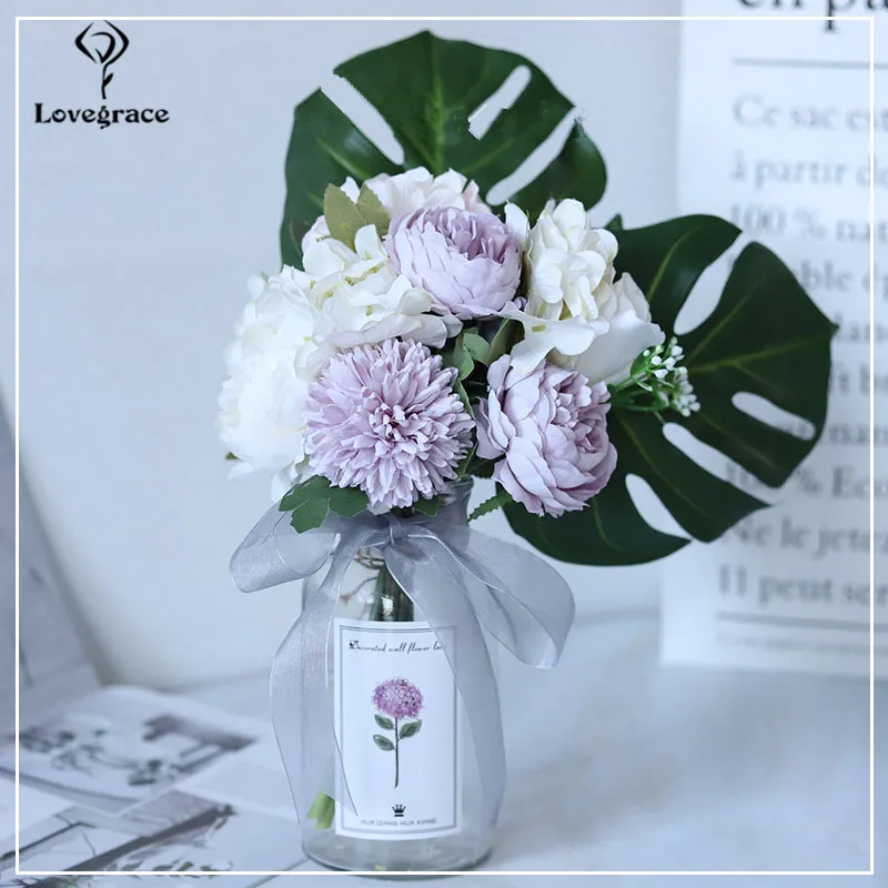 Свадебный букет невесты Lovegrace Искусственный Розовый помпон гортензии