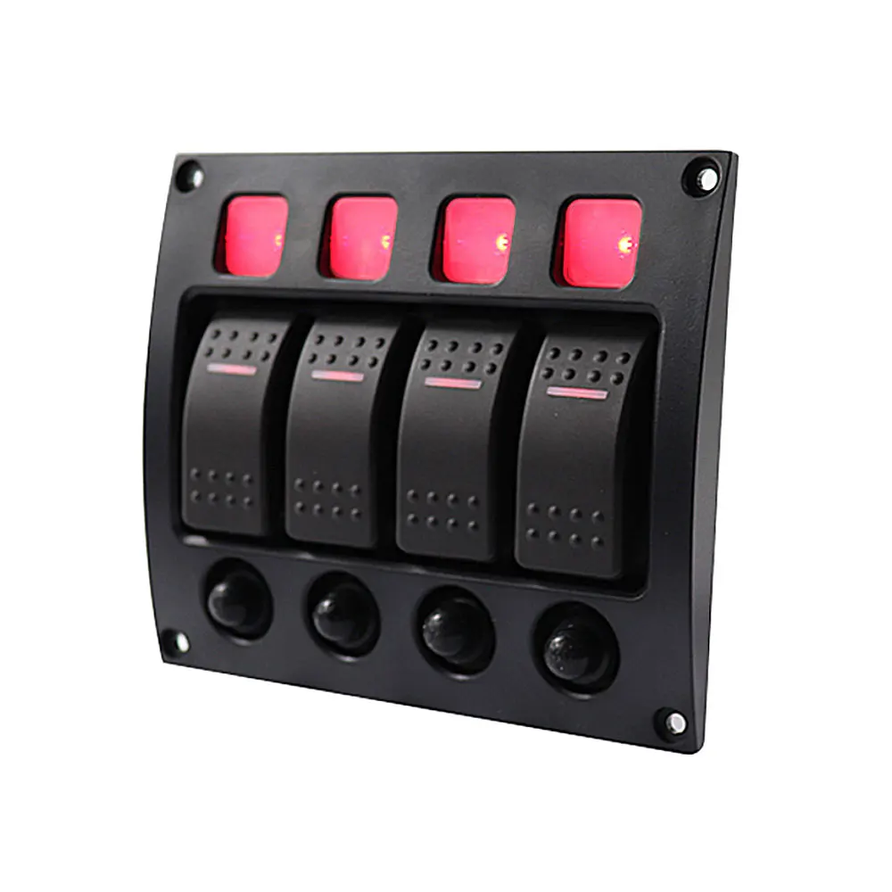 IZTOSS 12 V-24 V DC 4 банды красный светодиодный переключатель кулисный переключатель Панель с Водонепроницаемый автомат защити цепи для автомобилей класса RV морской катер