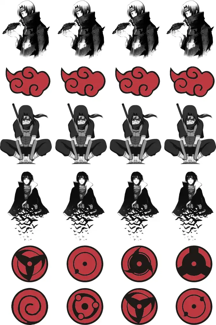 Naruto Uzumaki Uchiha Sasuke Itachi Sharingan Tatuaje