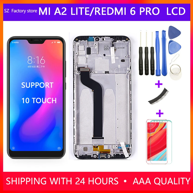 

5.84" Screen Replacement for Xiaomi Mi A2 Lite LCD Display & Touch Screen Digitizer Frame Assembly Set for Redmi 6 Pro