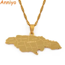 Anniyo карта Ямайки с городским кулоном для женщин и девушек из нержавеющей стали, ямайские карты, цепочки золотого цвета, Itmes#071021