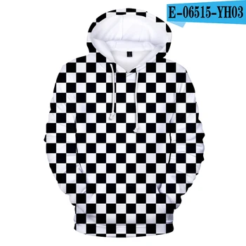 

Demon Slayer: Kimetsu no Yaiba hoodie Men Sweatshirt Hip Hop lattice Streetwear 3D Harajuku Hooded Top Wild Black White pullover