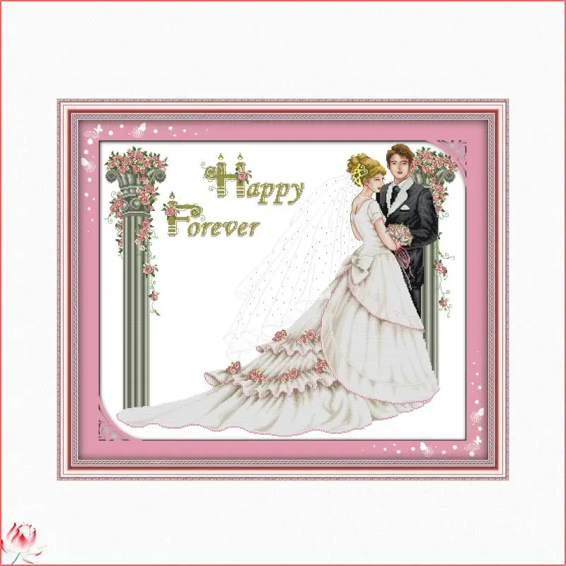 

Western-style Wedding Patterns Counted 11 14CT Cross Stitch Set DIY Counted Cross-stitch Kit Embroidery Needlework Home Deco