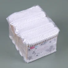 Ватные тампоны с деревянной ручкой 500 шт./упак., принадлежности для макияжа, ювелирные изделия, чистящие ватные тампоны с двойной головкой, инструменты для чистки ушей и носа