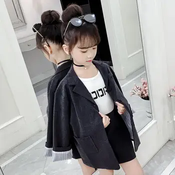 

Teenage Girls Formal Wedding Party Autumn Girls Solid Color Skirt Suit Blazer 2020 School Two-Piece Suit Sets Children's Clothes