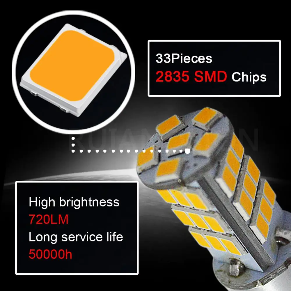 2pcs H1 H3 Truck Car Auto Fog Road Bulb Driving Light 2835 33SMD Amber LED 12V 24V White Red Blue Green Universal Ruiandsion