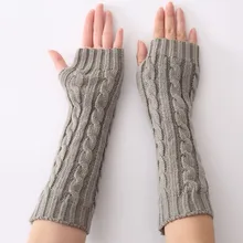 1 пара новинка осень зима женские вязаные перчатки рука запястья рукава теплые девушки cкручивание плетение волос Twist weaving ромб длинные половинные Варежки женские