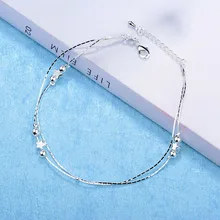 Покрытый серебром ножной браслет в Корейском стиле антиаллергенный женский двойной слой звезда ножной браслет серебряные аксессуары