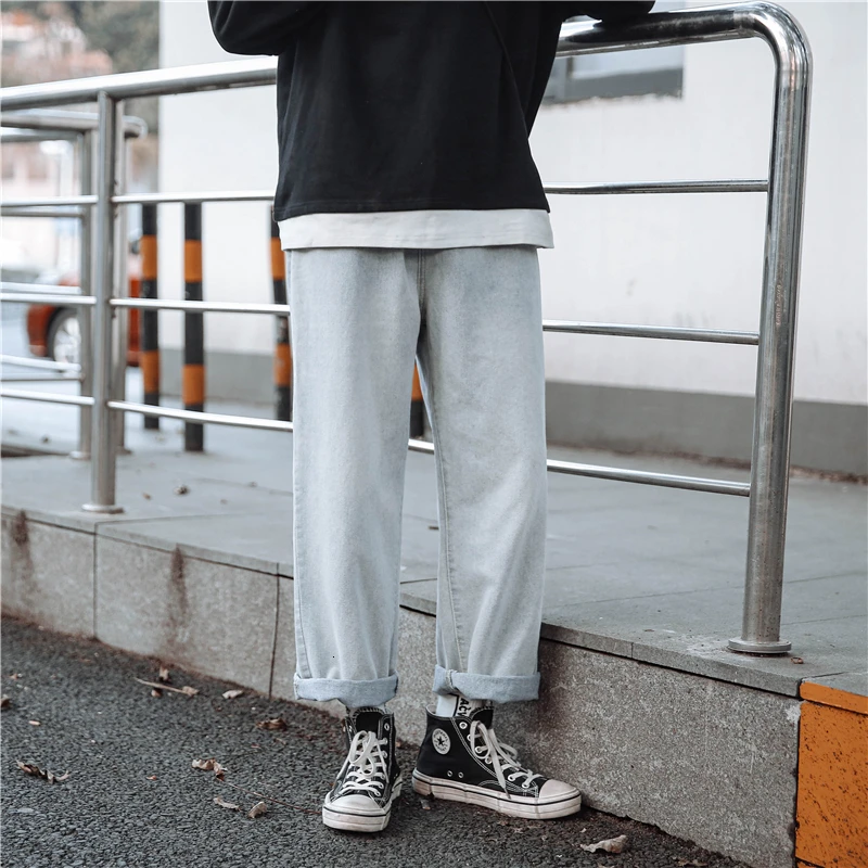 Autumn Jeans Men s Fashion Washed Solid Color Casual Retro Jean Men Streetwear Loose Hip Hop 4