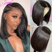 Blunt Cut Bob Wig Brazilian 100% Virgin Hair Short Straight For Black Women Cheap Remy 4X4 Bob Lace Closure Wig Sale human Wigs