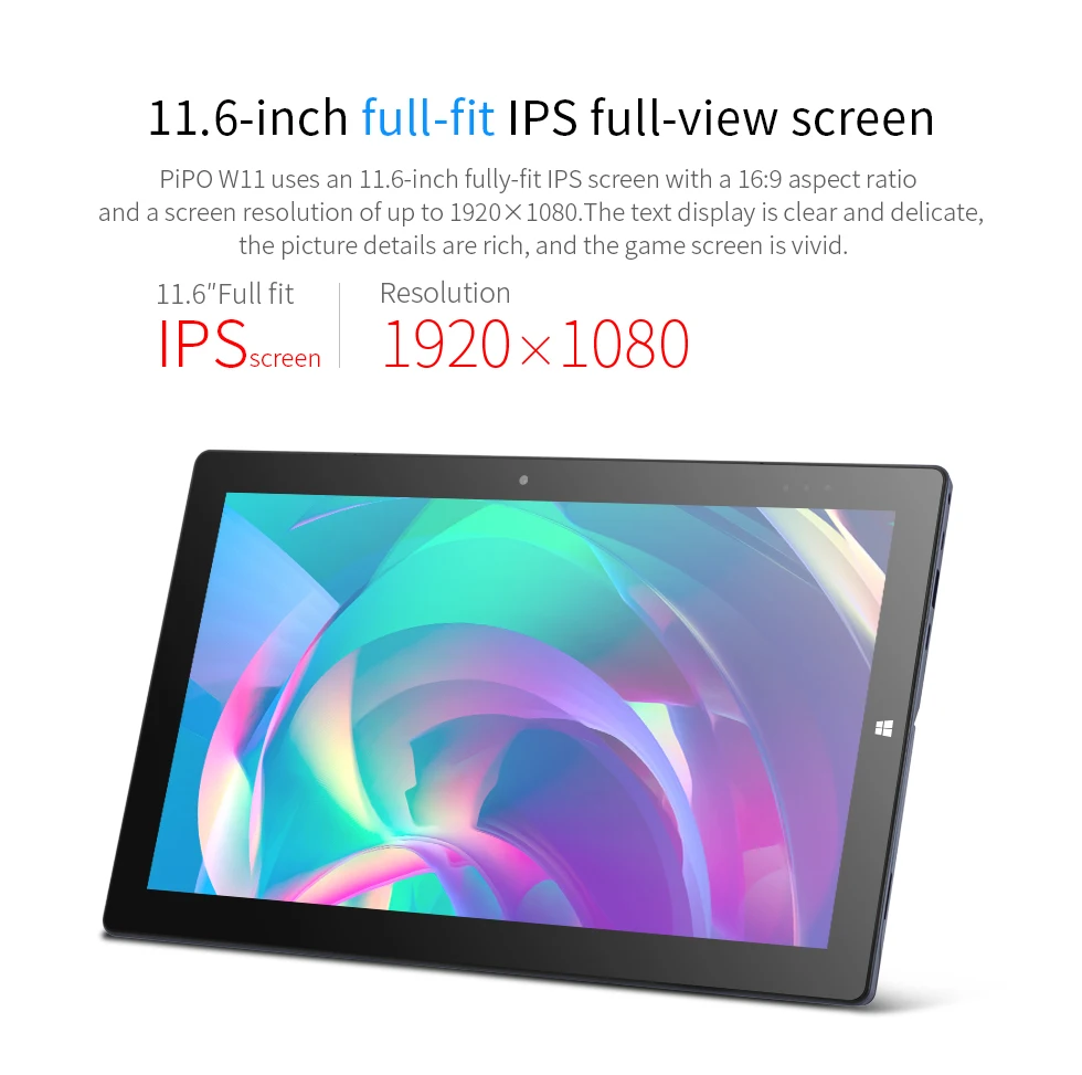 11.6 inch IPS 1920*1080 Pipo W11 2 in 1 Tablet PC Win10 Pro Celecon N4120 Quad Core 8G 128G 128G/256G/512G BT Dual Cameras best tablet pc