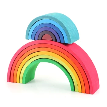 

Baby Blocks Toys Large Size Rainbow Building Blocks Wooden Toys Kids Creative Rainbow Stacker Montessori Educational Toy Child
