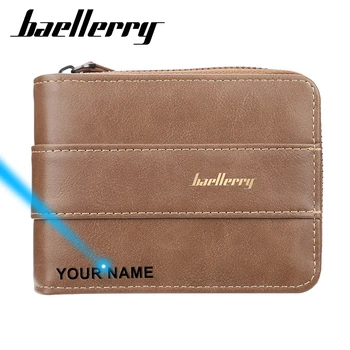 

Baellerry 2020 Classic Black Men Wallet Leather Designer Zipper Wallet Men Luxury Wallets and Purses for Coins Money Bag