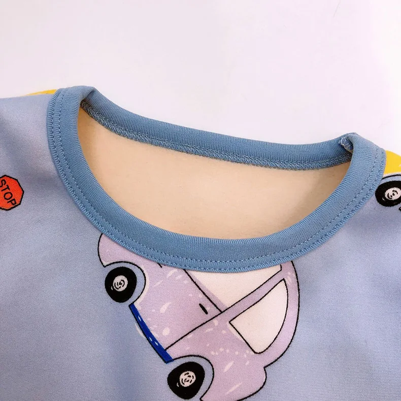 2-8Kids Pajamas Sets Baby Boys Girls velvet warm Long Sleeved Tshirt+pant Cartoon Clothing Autumn Sleepwear Suit Pyjama Trousers