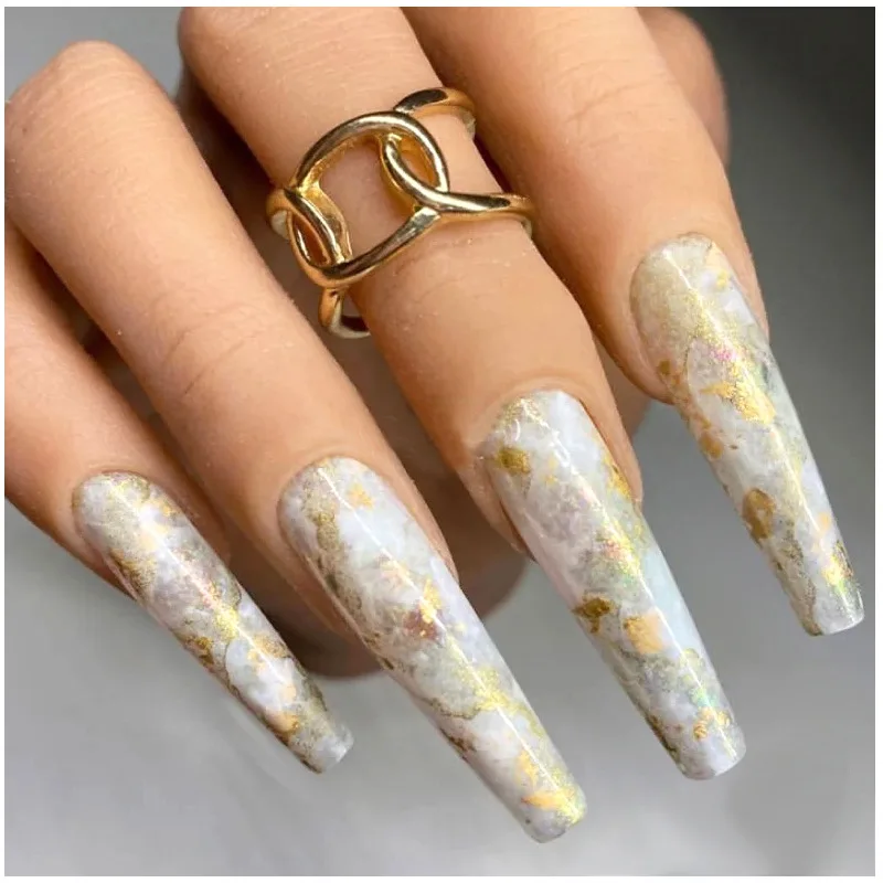 12Grid Gold Foils Mixed Nails Glitter Flakes Paillette Chip Aluminum Nail Design Shinny Nail Art Decoration Accessories