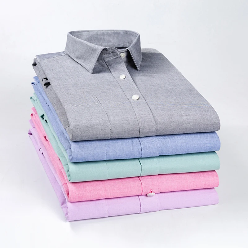 

Men's Oxford 100% Cotton Long Sleeve Shirts New 2019 Autumn Men Shirt Slim Fit Solid Casual Regular Long Sleeve Men Dress Shirts