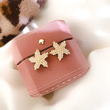 

New design fashion jewelry cute pearl starfish stud earrings for woman creative shiny trendy delicate elegant earring female