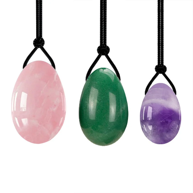 Mixed Drilled Yoni Egg Natural Rose Quartz Stone Amethyst Jade Egg Set Vaginal Tightening Kegel Exerciser Train Pelvic Muscles