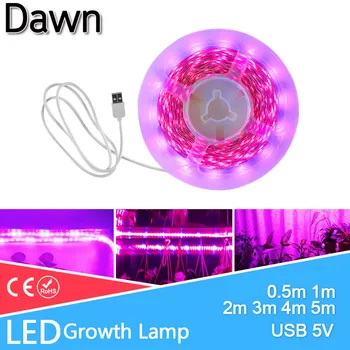 

LED Grow Light LED Strip 1m 2m 3m 4m 5m Full Spectrum USB 5Chip SMD 2835 LED Phyto Lamp For Greenhouse Hydroponic Plant Growing