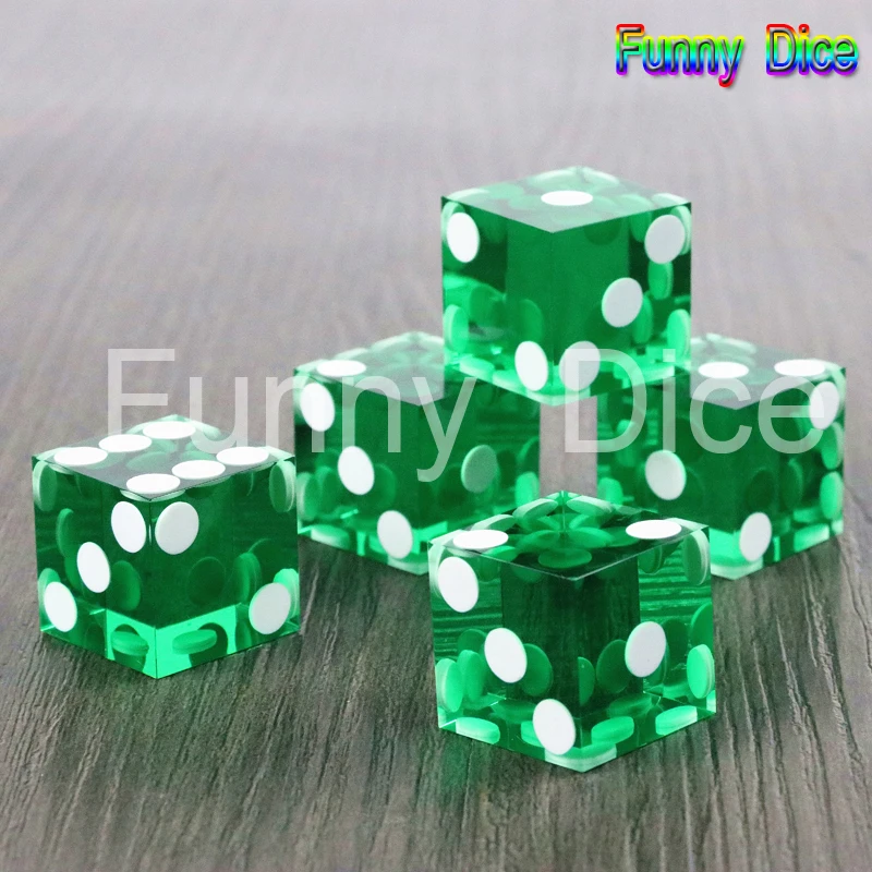 1 шт. 19 мм прозрачные D6 игральные кости, игральные кости казино с краями бритвы и соответствующие серийные номера игровые аксессуары, со стандартными точками - Цвет: 1 piece of green
