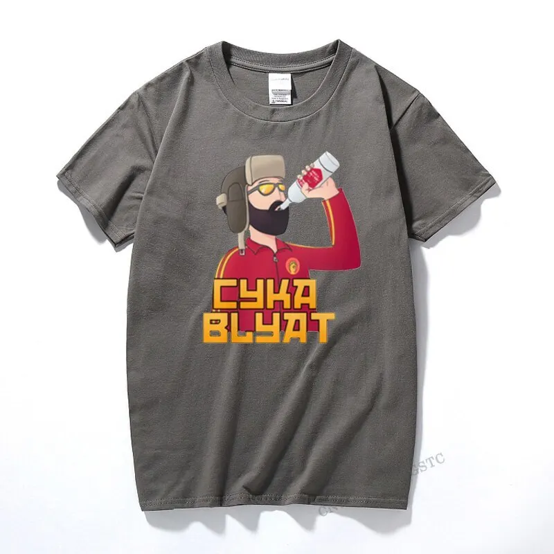 Camisa de impressão de vodka de bebida russa engraçado engraçado de cyka blyat rush b camisa superior streetwear t camisa de algodão camisas hombre