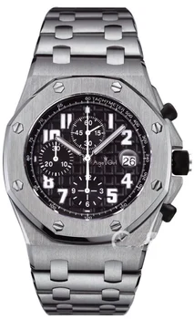 

Luxury Brand New Men Oaks Watch Chronograph Stainless Steel Rose Gold Silver Black Blue Grey Luminous Sapphire Royal Watches AAA