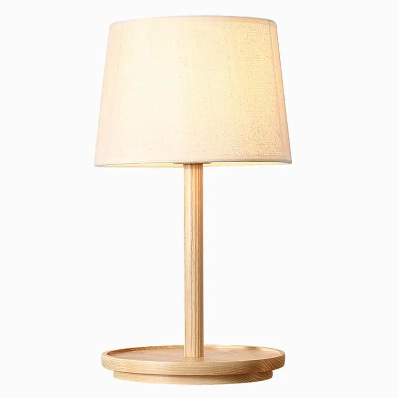 

Nodic Vintage Wooden Table Lamp Fabric Lampshade Simple Living Room Bedroom Bedside Reading Desk Lamp Home Decor E27 LED Lamp