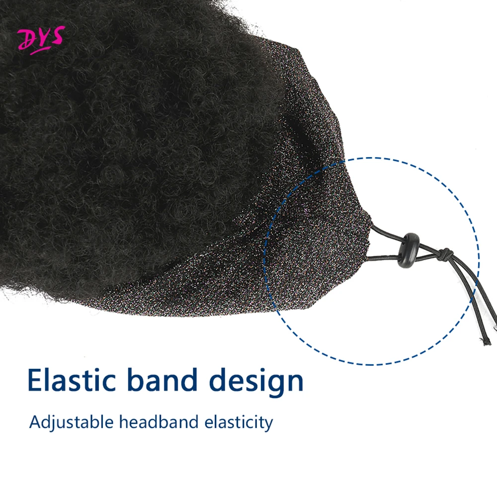 6High Puff Turban Ponytail Short Kinky Curly Headwrap Drawstring Wrap-Ponytail 2 in 1 Updo Head-Wrap Wig Turban African American