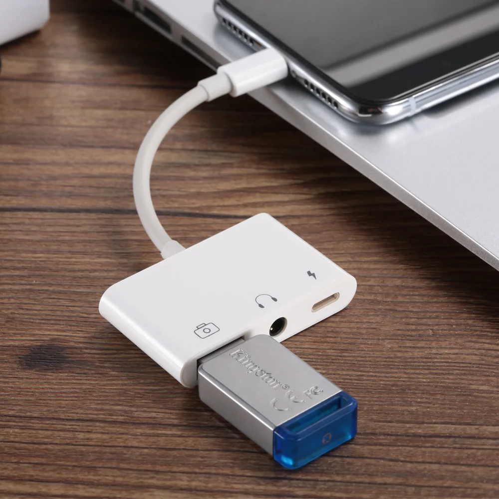 Для iphone7plus/8/X к usb зарядная гарнитура аудио три-в-одном конвертер otg передачи линии
