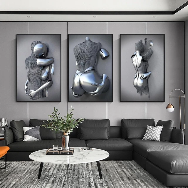 Metal Figure Statue Art Canvas Painting Romantic Abstract Posters and Prints Wall Pictures Modern Interior Decorative Christmas 1