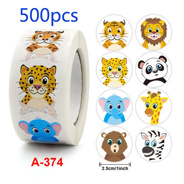 50-500pcs Cartoon Animal Children Sticker Label Thank You Stickers Cute Toy Game Tag DIY Gift Sealing Label Decoration Supplies Dark Khaki