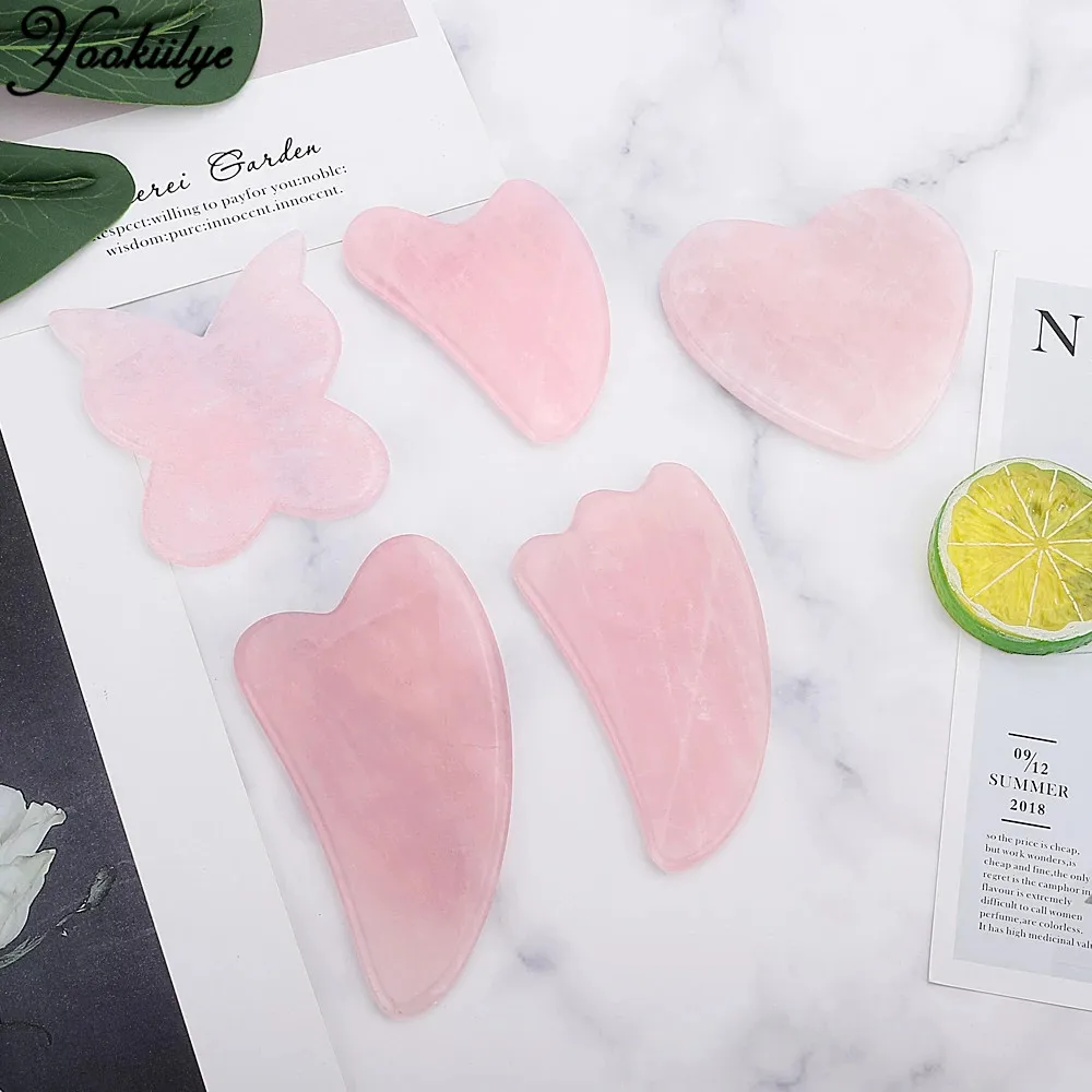 1pc Natural Rose Quartz Jade Stone Gua Sha Massage Face-lift Tools Spa ...