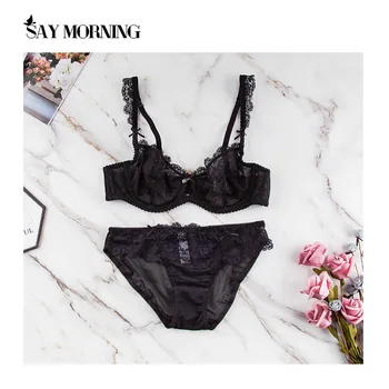 

SAY MORNING New Arrival Women's Sexy Lingerie Set Lace underwear Set Women Intimates Hollow Ultra-thin Bra & Brief Sets