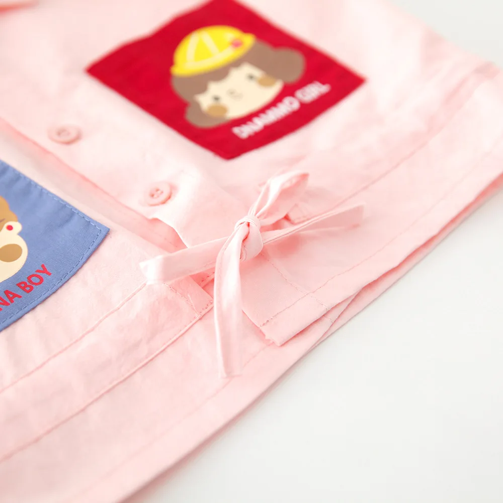WLG/рубашка с героями мультфильмов для маленьких девочек осенние розовые рубашки с длинными рукавами и отложным воротником для маленьких девочек универсальные топы для девочек