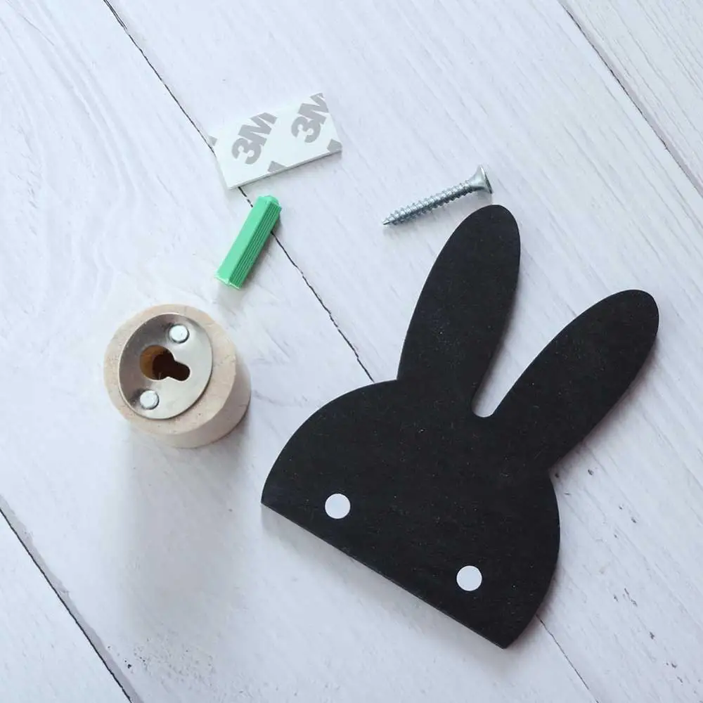 1 шт. популярный кролик/облако настенные навесные крючки DIY деревянная вешалка настенная наклейка для детской комнаты принадлежности дверной крючок, Товары для ванной - Цвет: Black Rabbit