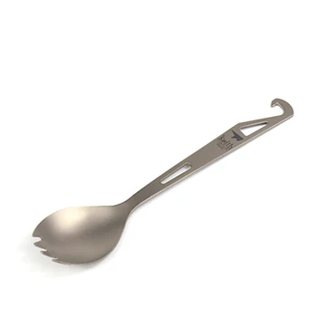 

Keith Titanium Cutlery Portable Flatware Dinner Fork Spoon Tableware 163mm With Storage Sack Corkscrew for Home Flatware