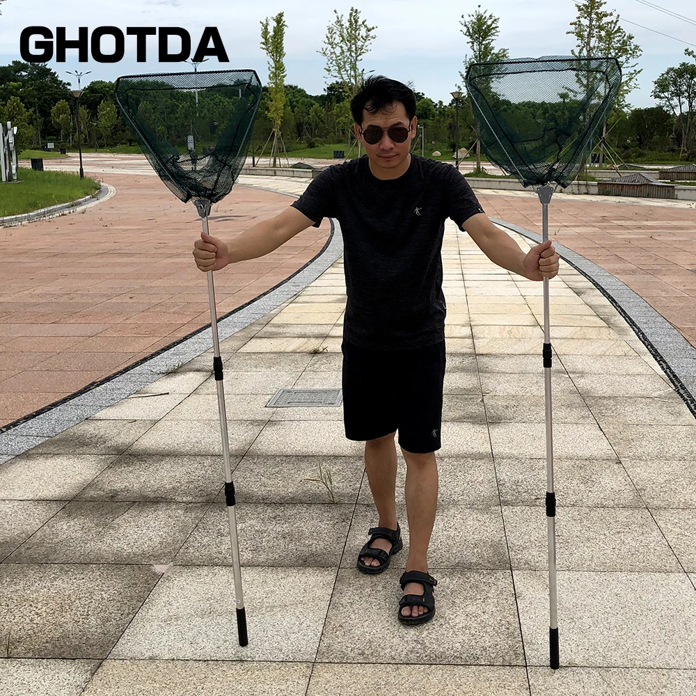 Складная рыболовная сеть складная алюминиевая с длинной ручкой 2 1 м 7 5