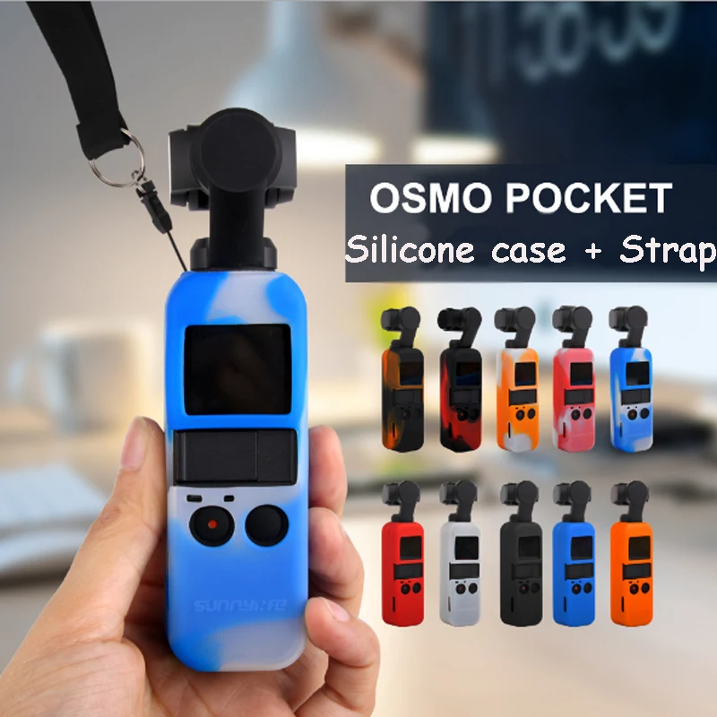 

Silicone Cover with Strap OSMO Pocket Soft Silicone Gel Case Cover for DJI OSMO Pocket Gimbal Anti-Lost Neck Strap Wrist Lanyard