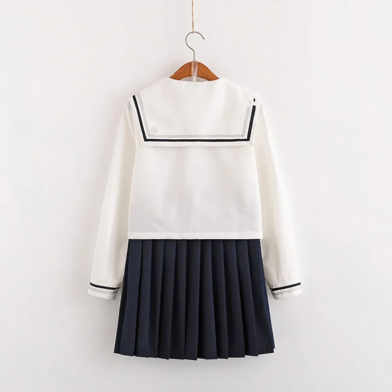 Japanese School Uniform Costume 2 PCS Set White Tops+ Black Shirt Suit High School Women Novelty Sailor Costumes B65289AD