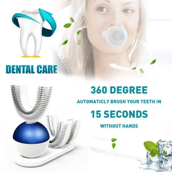 

Hands-free Rechargeable U Shape Ultrasonic Amabrush Wireless 360 Degrees Electric Toothbrush Automatic