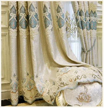 

Curtains for Living Dining Room Bedroom The European and American High-end Embroidery Curtain Screens Simple Fresh Air elegance