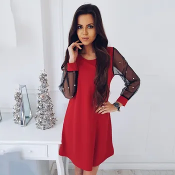

clothing OWLPRINCES 2018 New All-match Sexy Puff Sleeve Loose T-shirt Dress Breathable Dress