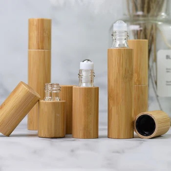 

Bamboo Wood Glass Empty Essential Oil Makeup Perfume Aromatherapy Bottle Vial Refillable Bottles Portable Travel Container