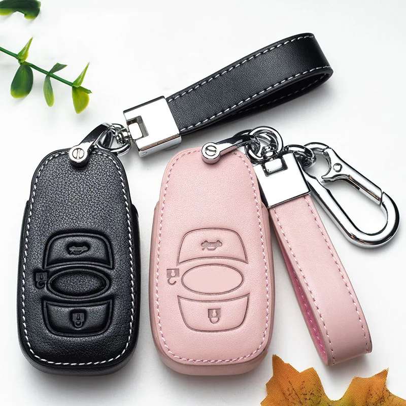 Leather Car Key Case Cover for Subaru BRZ Forester Legacy Outback WRX WRX STI Impreza XV Crosstrek Smart Remote Covers Key Bag