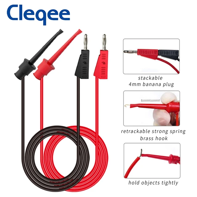 Cleqee-Kit de Cable de prueba P1308B, conector Banana de 4MM para prueba, Cable reemplazable, multímetro, sonda, Cable de prueba, pinza de cocodrilo, 18 Uds. 4